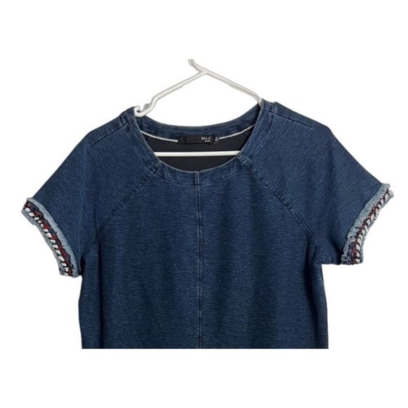 Max Jeans women's blue pullover dress size M denim look, short sleeve - Picture 2 of 9